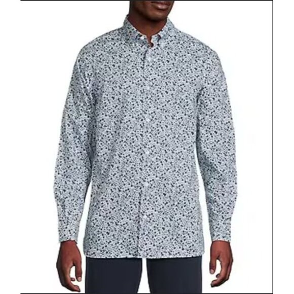 H&M Other - H&M Men’s White Blue Geometrical Pattern Long Sleeve Button Up Shirt Size M 159